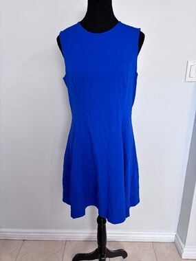 Lark & Ro Blue Sleeveless, Round Neck, Fit to Flare Dress
